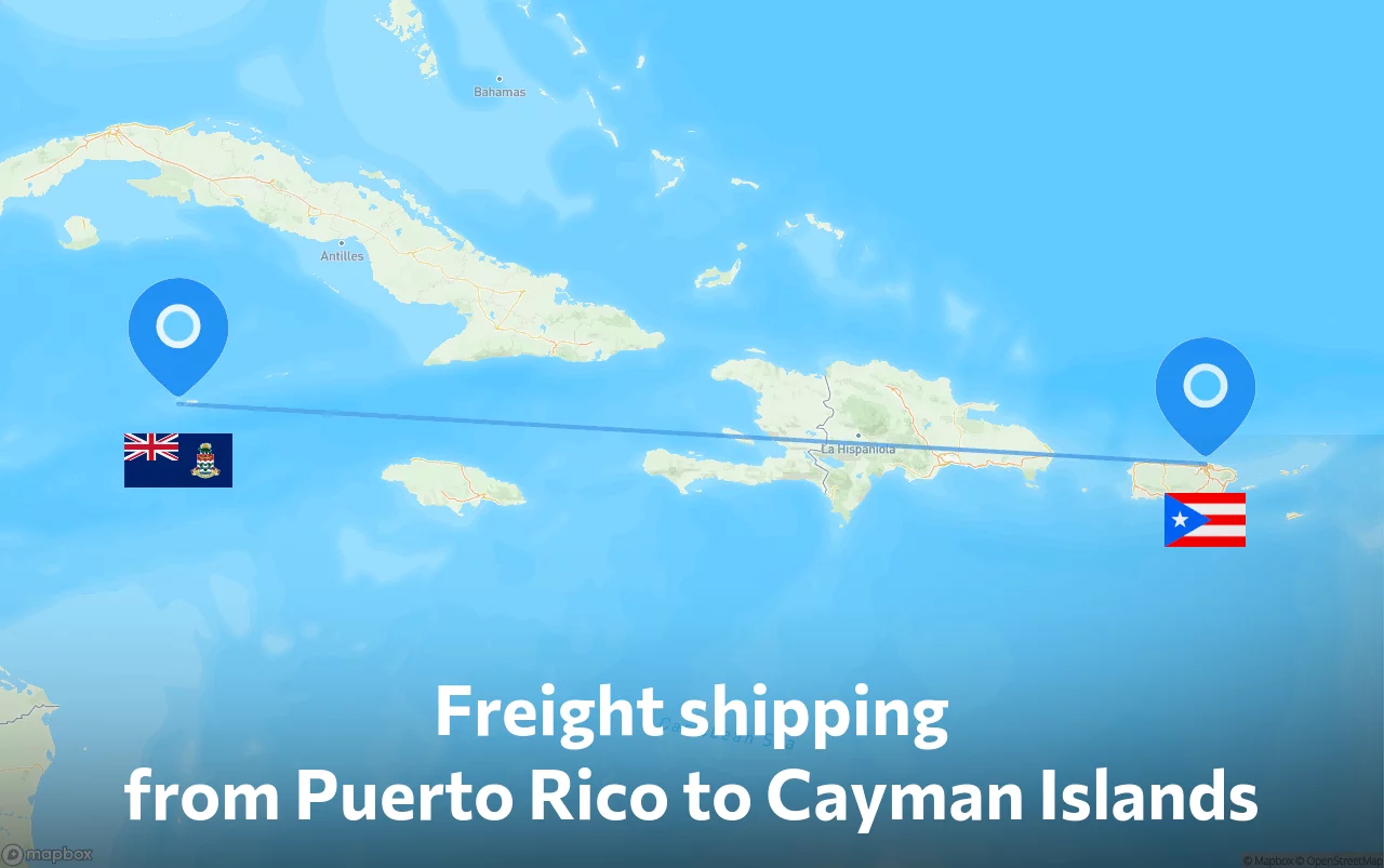 Shipping route from Puerto Rico to Cayman Islands