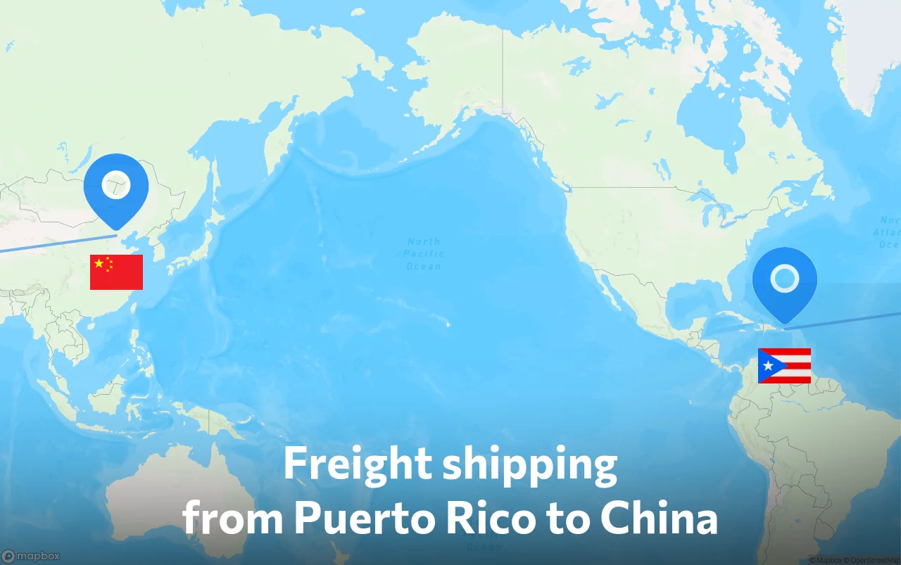 Shipping route from Puerto Rico to China