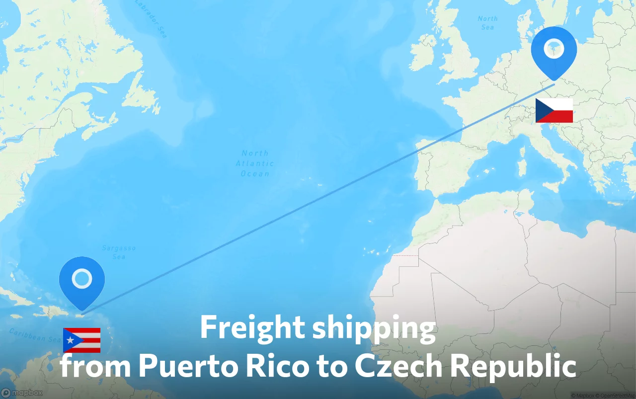 Shipping route from Puerto Rico to Czech Republic