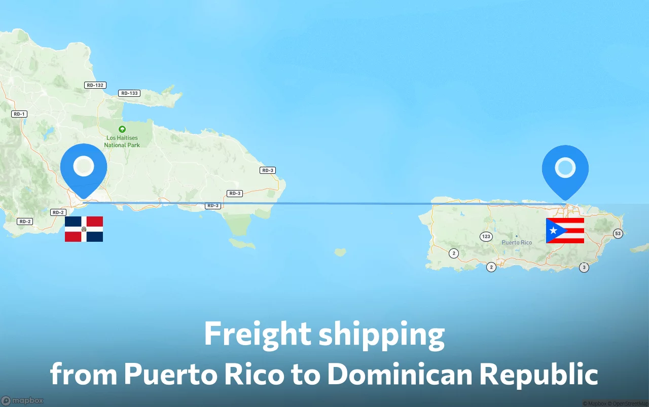 Shipping route from Puerto Rico to Dominican Republic