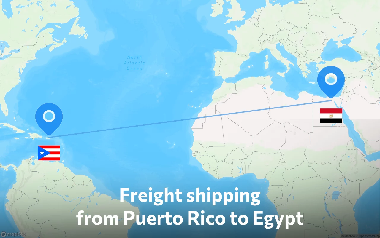 Shipping route from Puerto Rico to Egypt