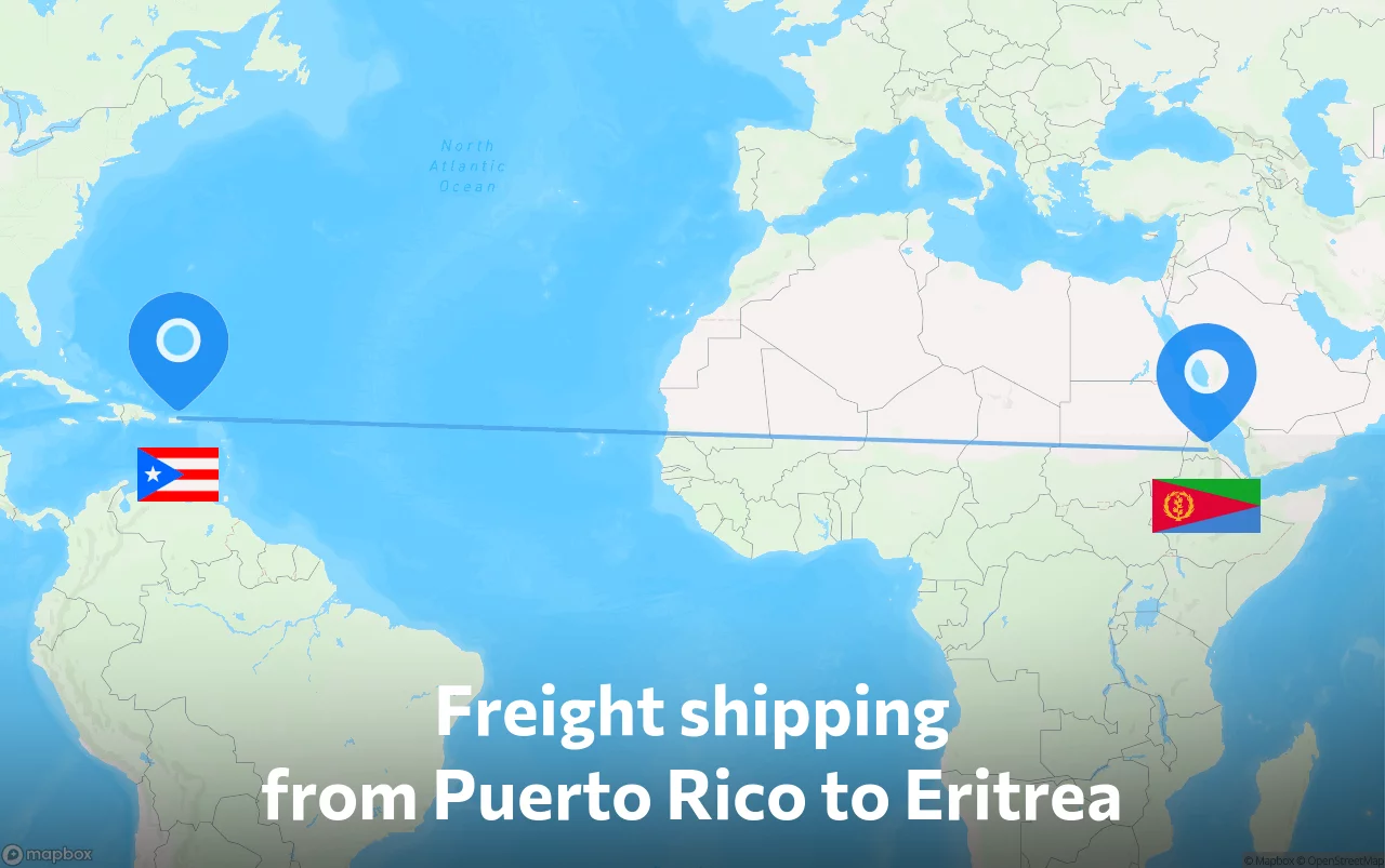 Shipping route from Puerto Rico to Eritrea