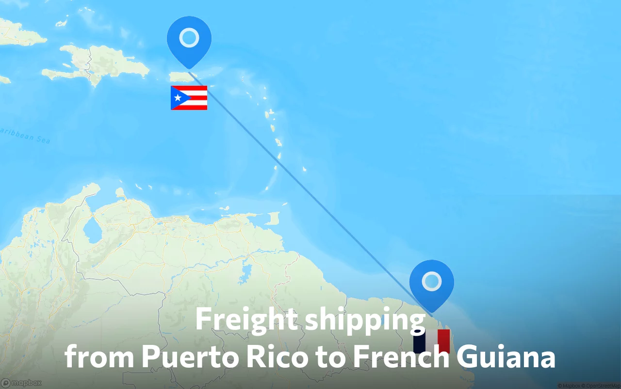 Shipping route from Puerto Rico to French Guiana