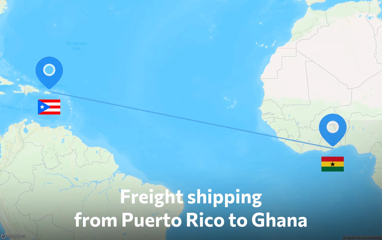 Shipping route from Puerto Rico to Ghana