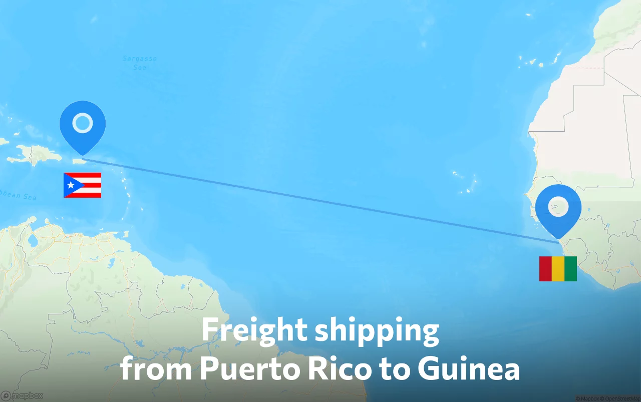 Shipping route from Puerto Rico to Guinea