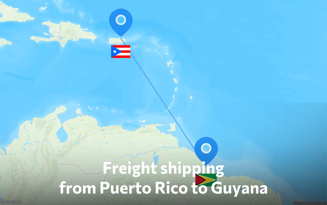 Shipping route from Puerto Rico to Guyana