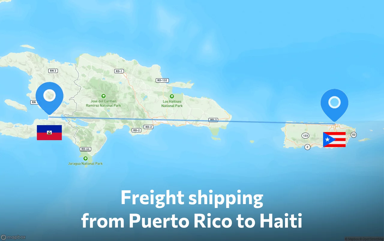 Shipping route from Puerto Rico to Haiti