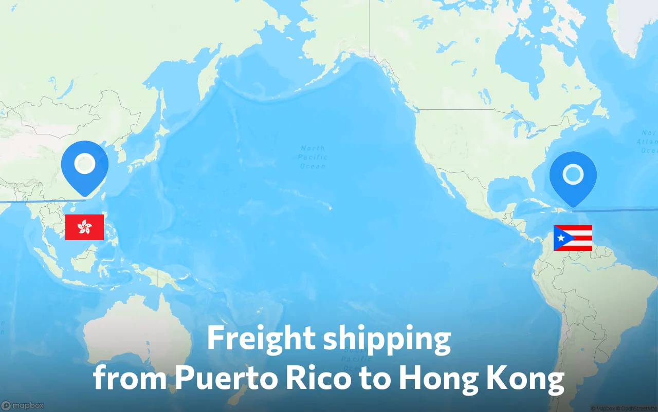 Shipping route from Puerto Rico to Hong Kong