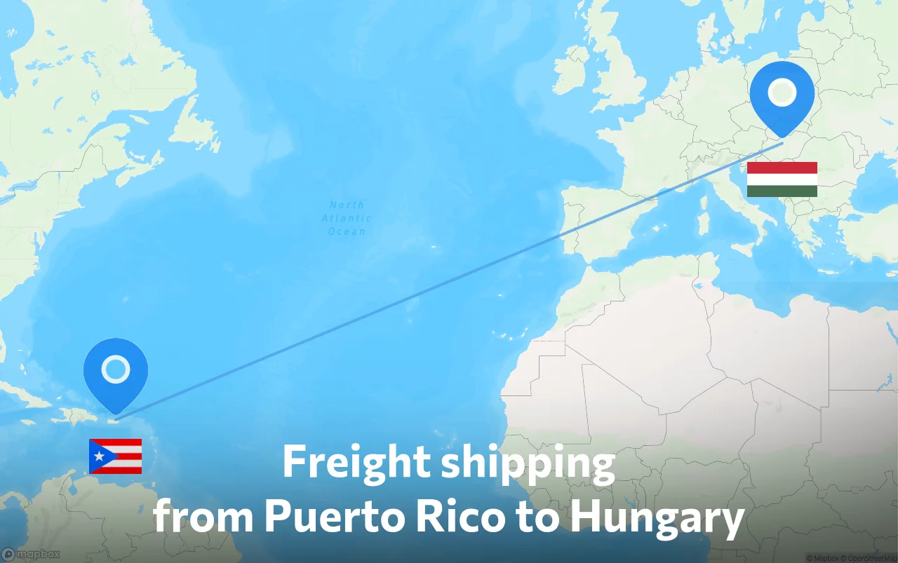 Shipping route from Puerto Rico to Hungary
