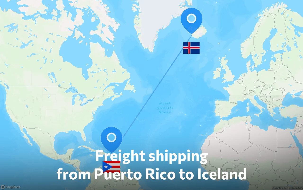 Shipping route from Puerto Rico to Iceland
