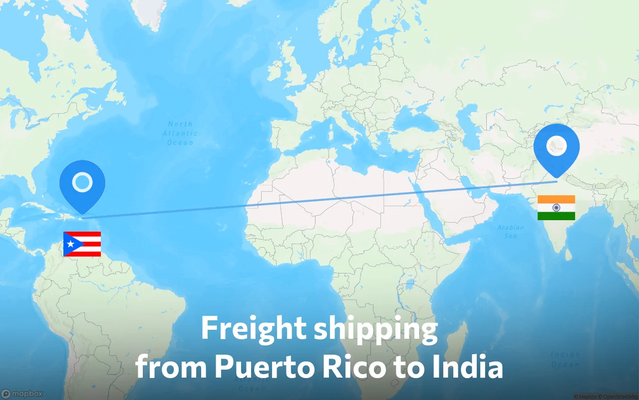 Shipping route from Puerto Rico to India