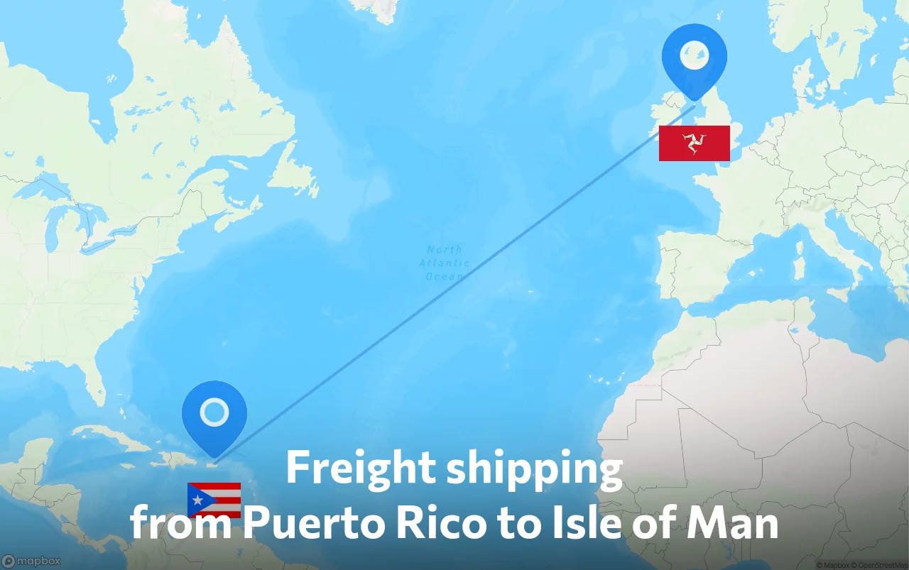 Shipping route from Puerto Rico to Isle of Man