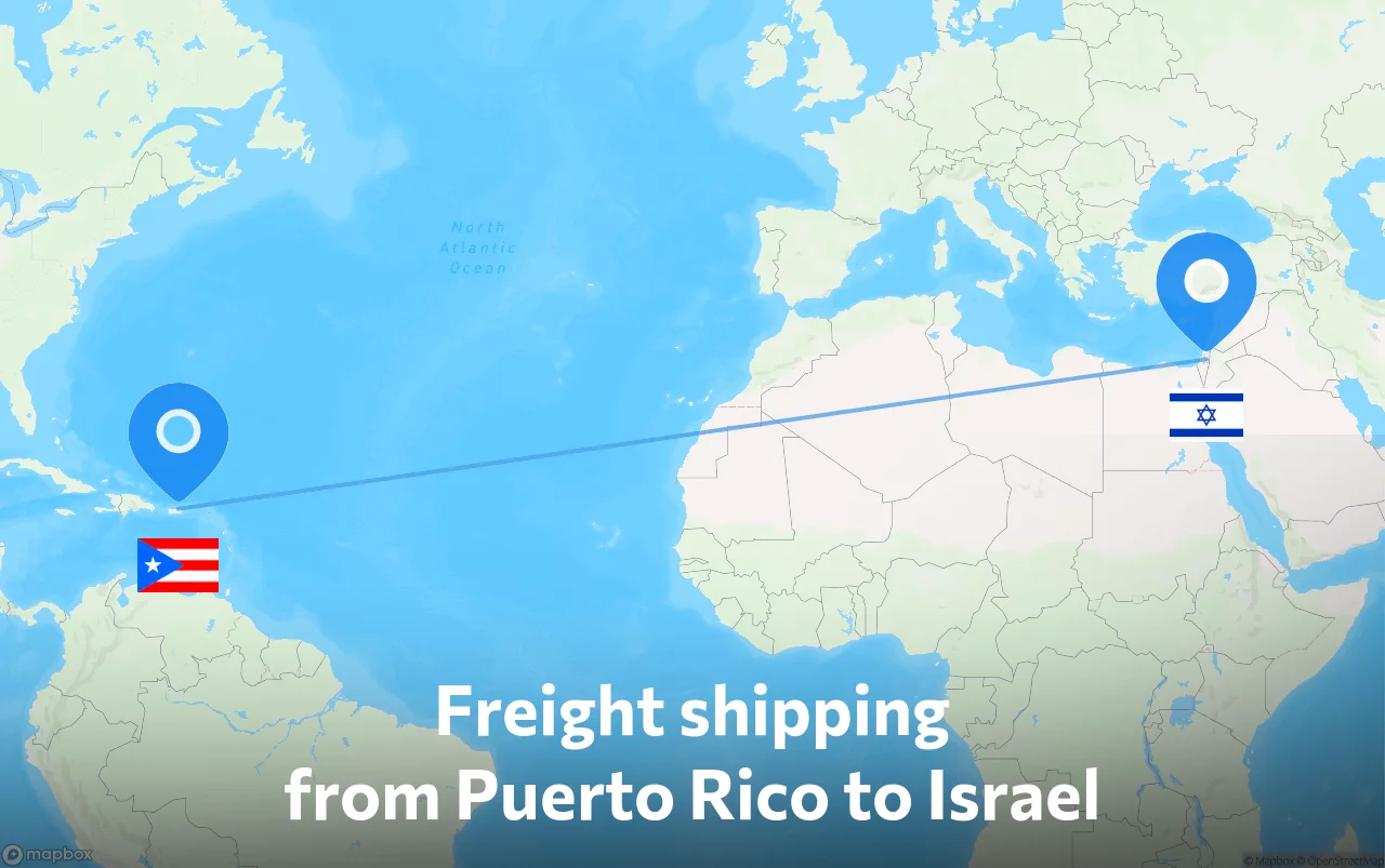 Shipping route from Puerto Rico to Israel