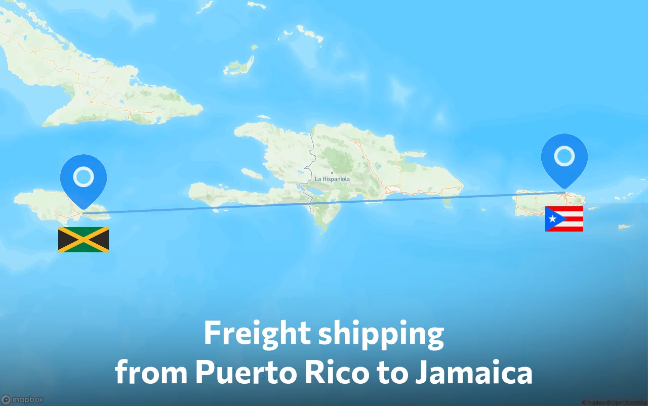 Shipping route from Puerto Rico to Jamaica