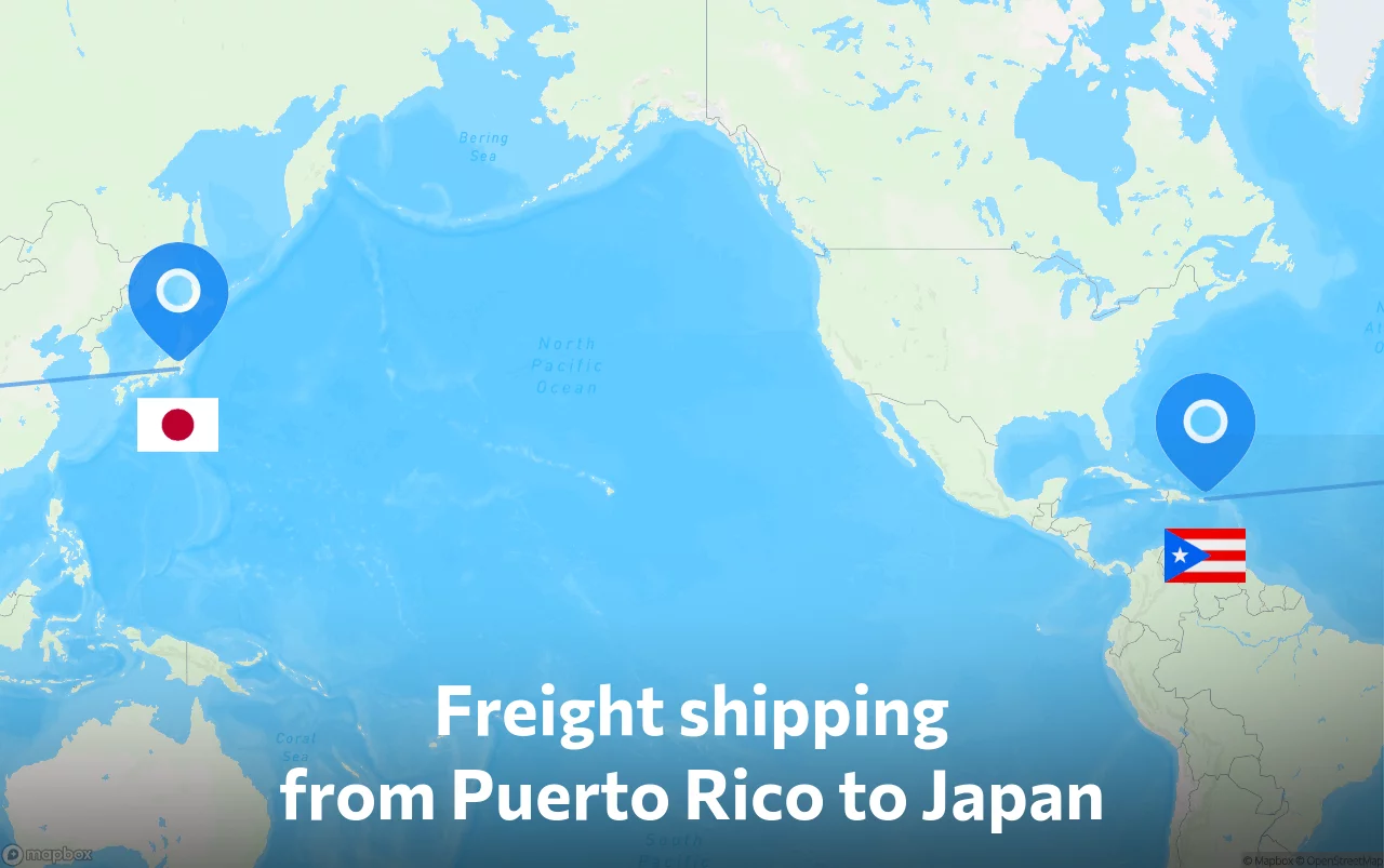 Shipping route from Puerto Rico to Japan