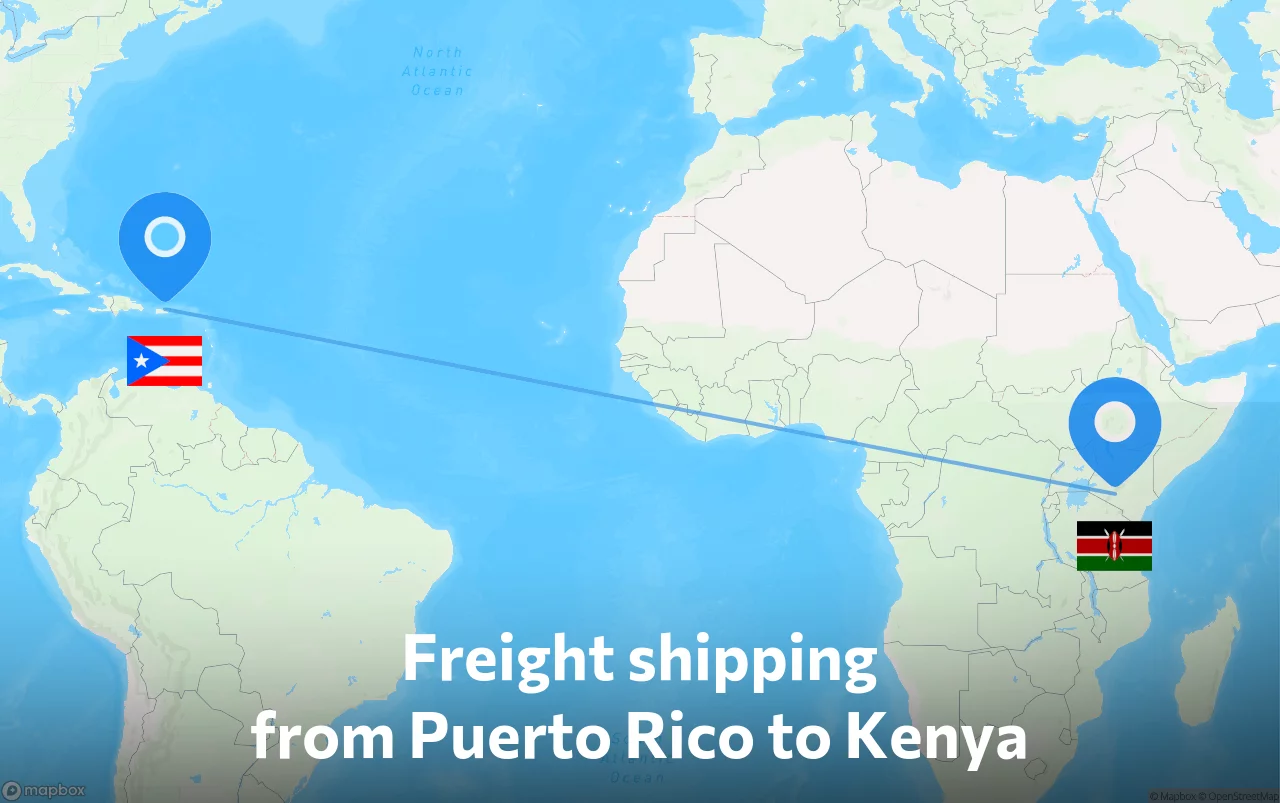 Shipping route from Puerto Rico to Kenya