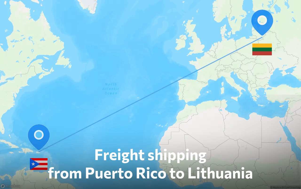 Shipping route from Puerto Rico to Lithuania