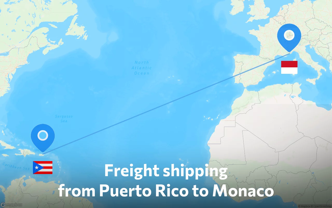 Shipping route from Puerto Rico to Monaco
