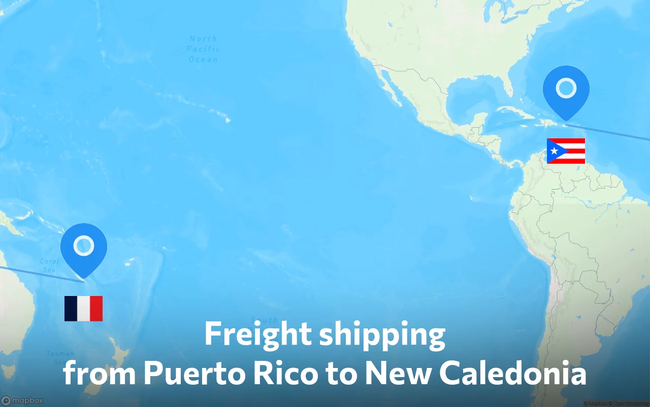 Shipping route from Puerto Rico to New Caledonia