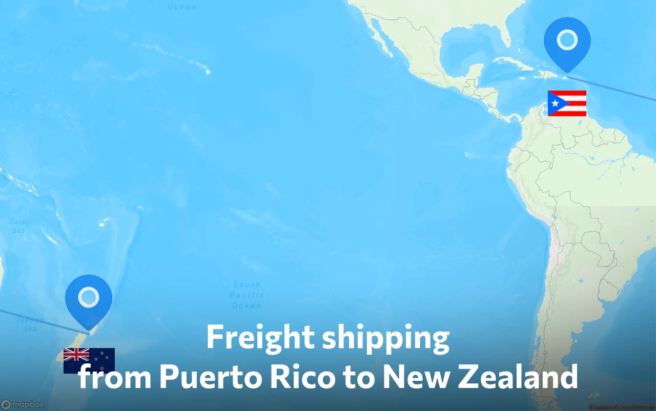 Shipping route from Puerto Rico to New Zealand