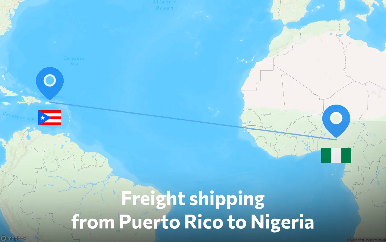Shipping route from Puerto Rico to Nigeria