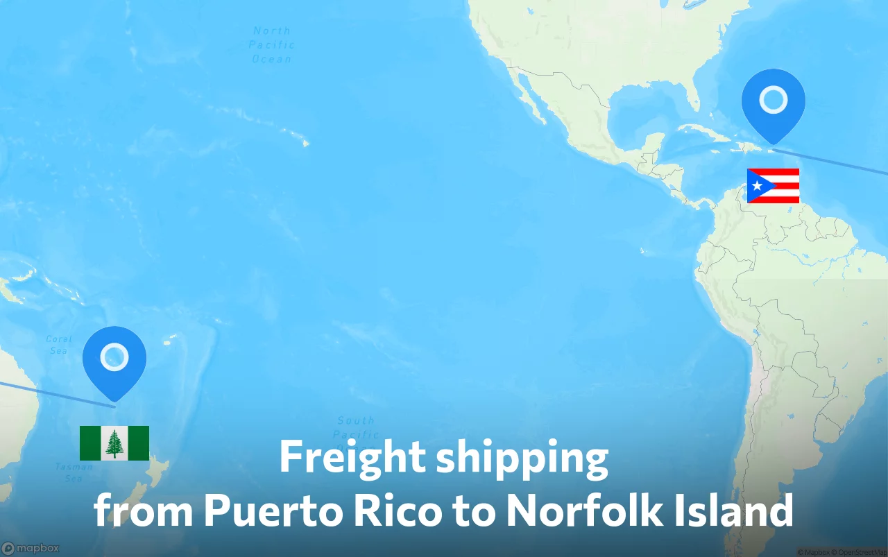 Shipping route from Puerto Rico to Norfolk Island