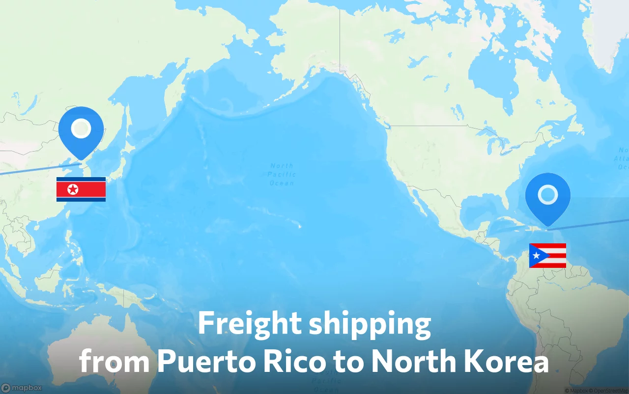 Shipping route from Puerto Rico to North Korea