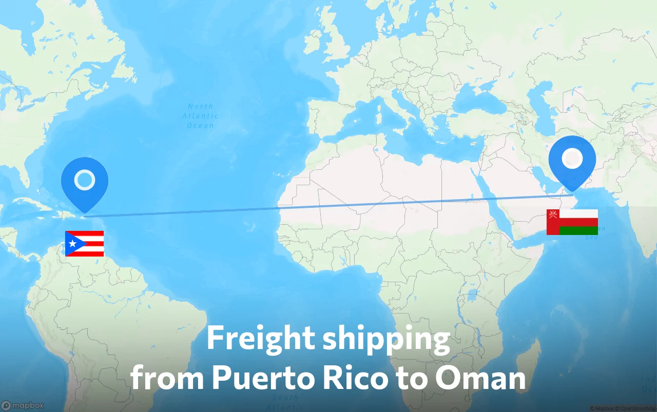 Shipping route from Puerto Rico to Oman