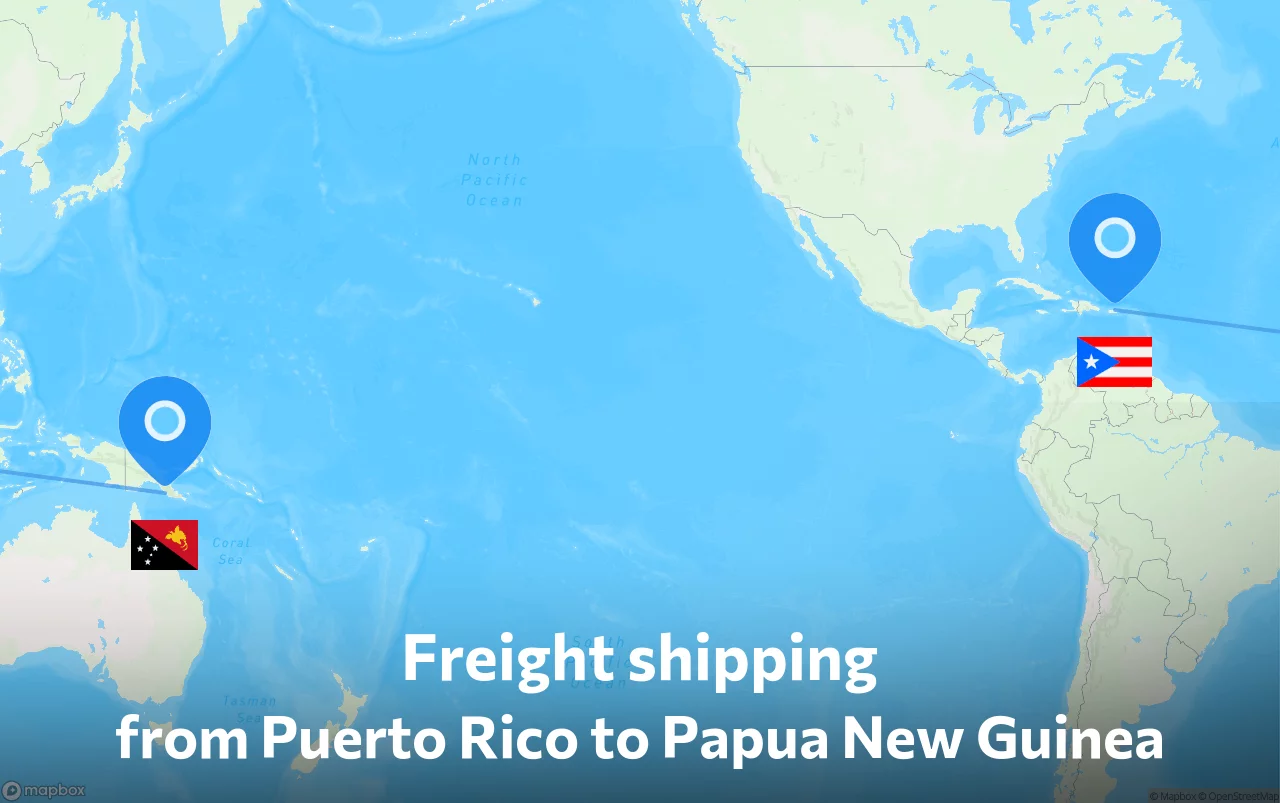 Shipping route from Puerto Rico to Papua New Guinea