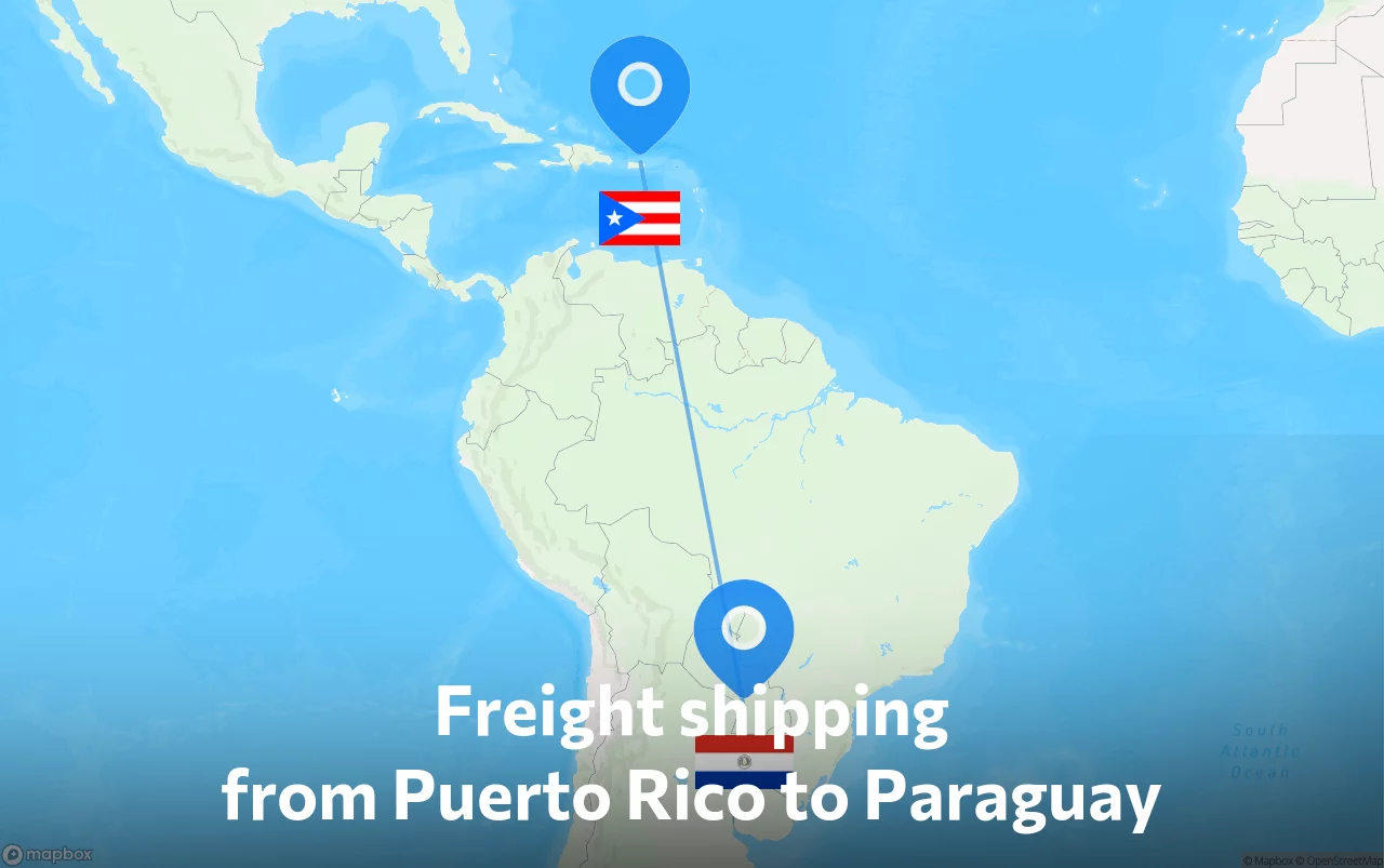 Shipping route from Puerto Rico to Paraguay