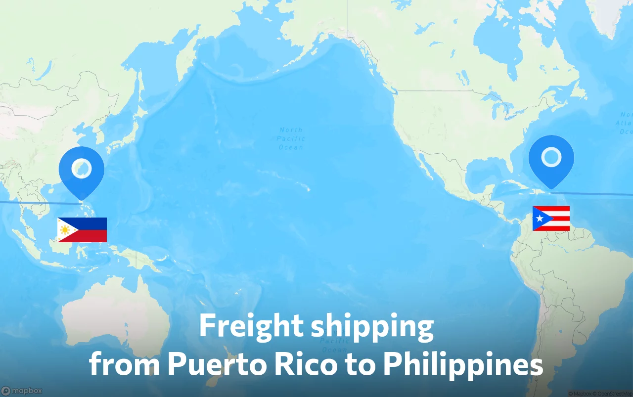 Shipping route from Puerto Rico to Philippines