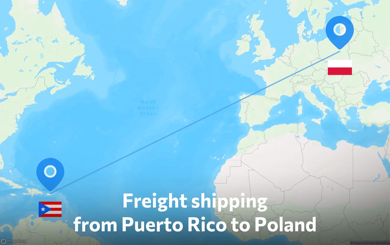 Shipping route from Puerto Rico to Poland