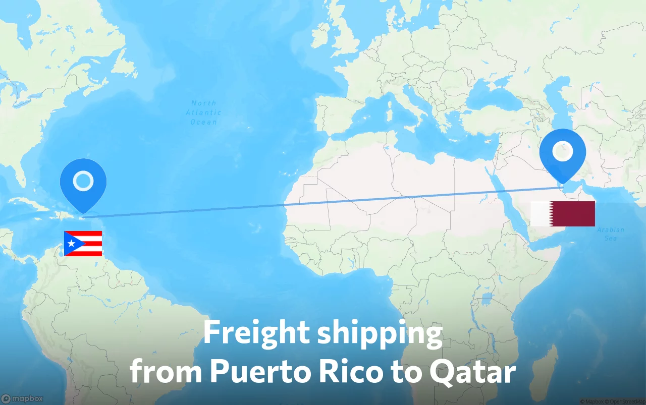 Shipping route from Puerto Rico to Qatar