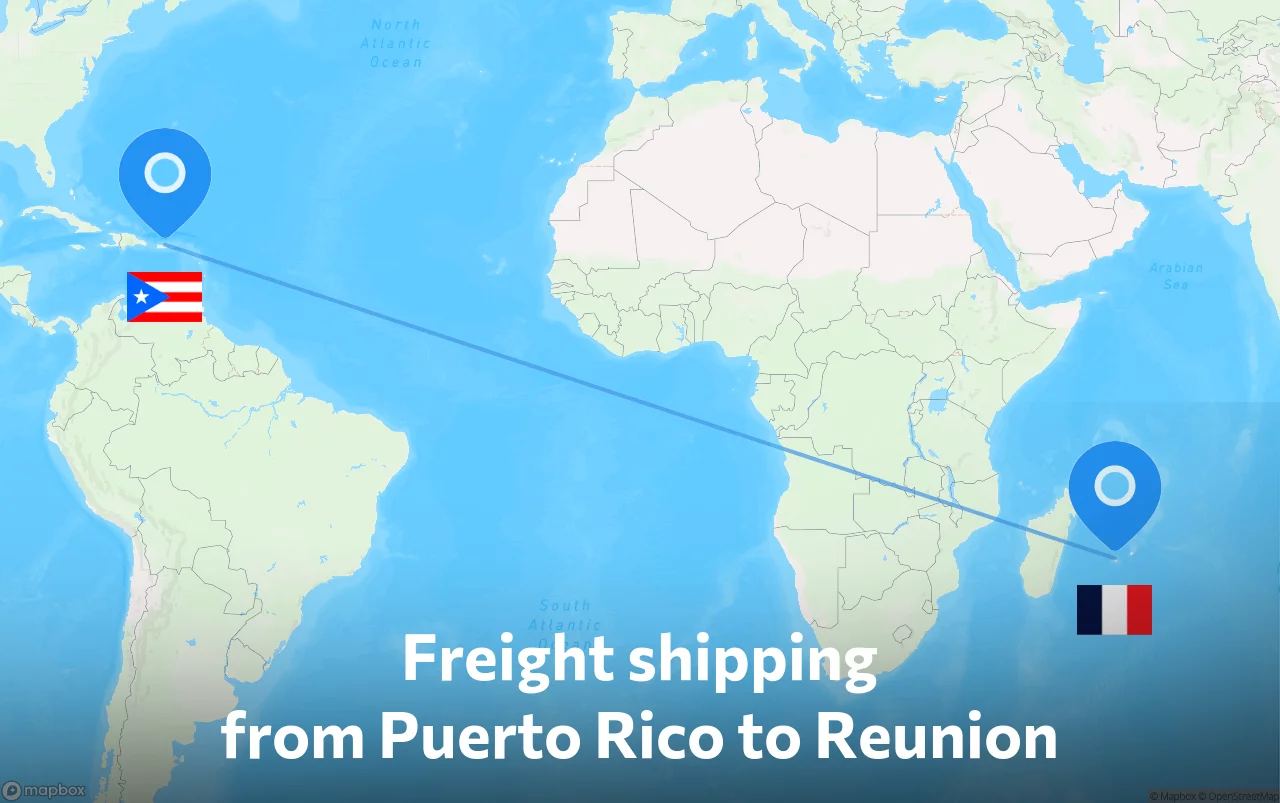 Shipping route from Puerto Rico to Reunion