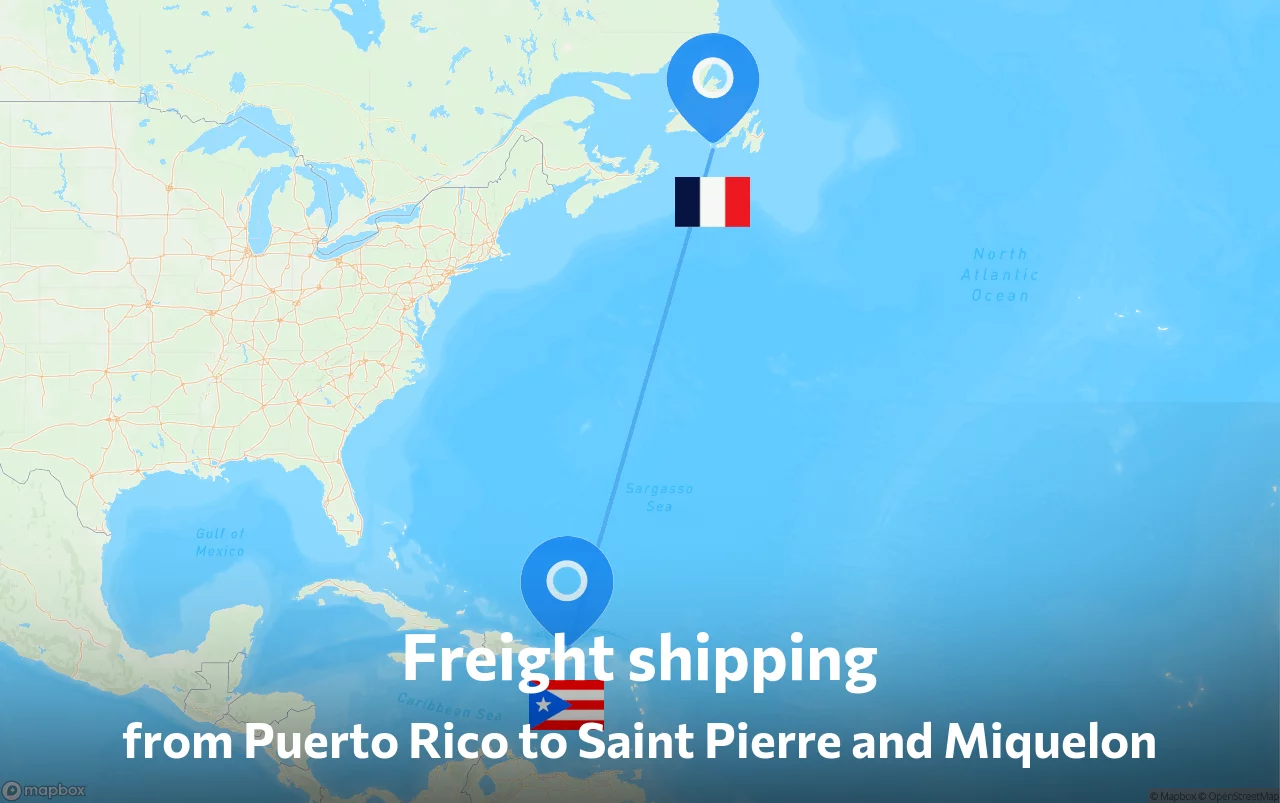 Shipping route from Puerto Rico to Saint Pierre and Miquelon