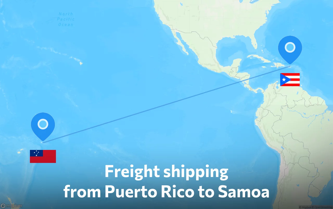 Shipping route from Puerto Rico to Samoa