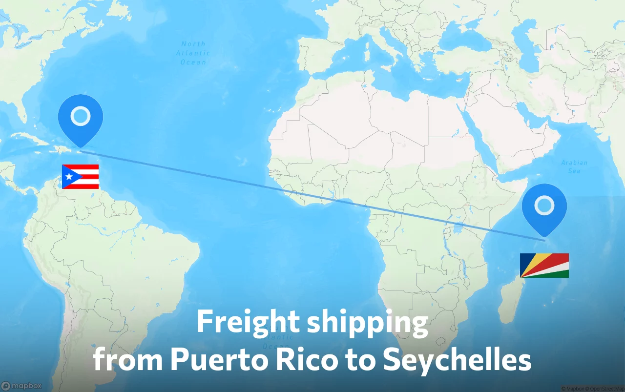 Shipping route from Puerto Rico to Seychelles