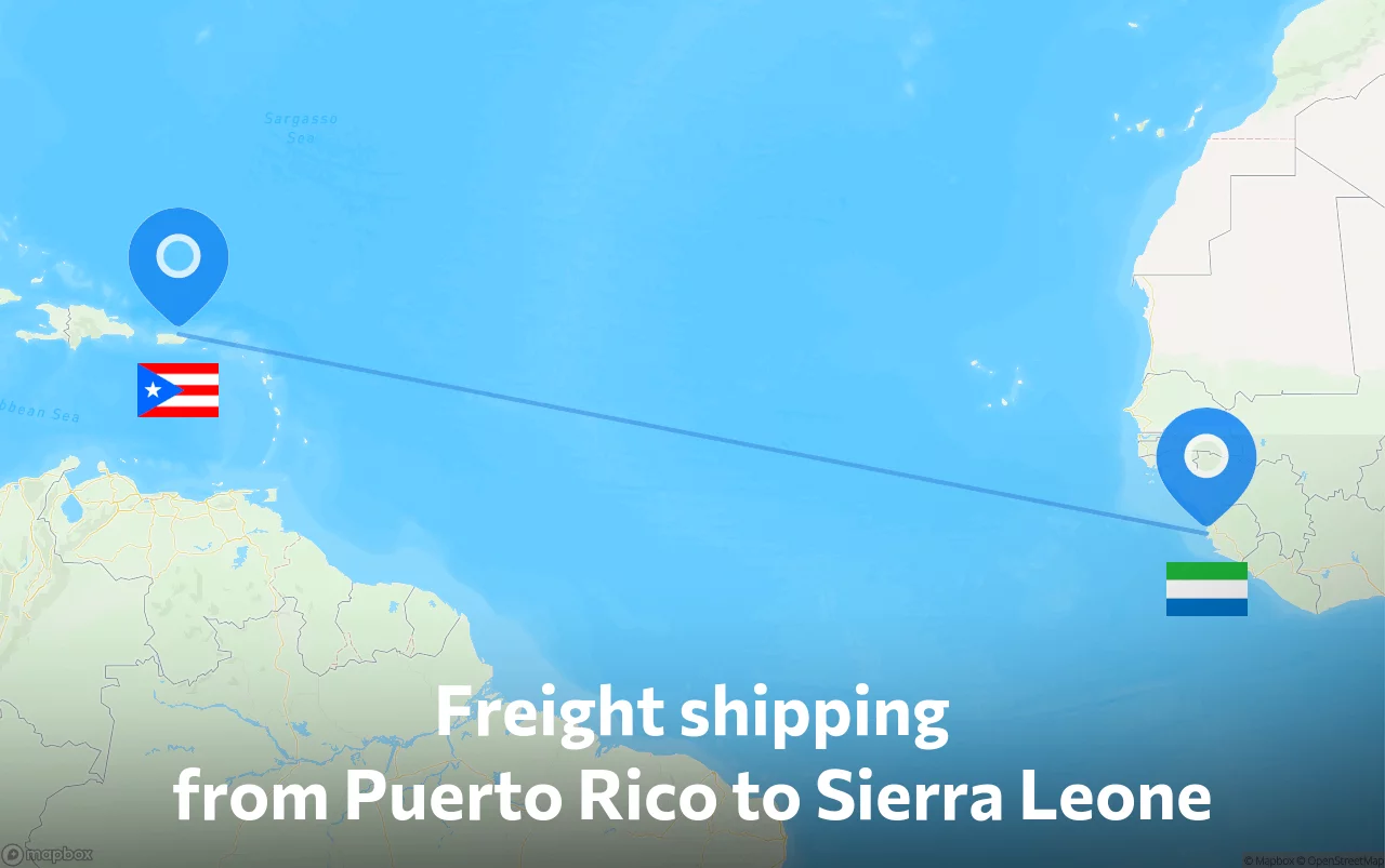 Shipping route from Puerto Rico to Sierra Leone