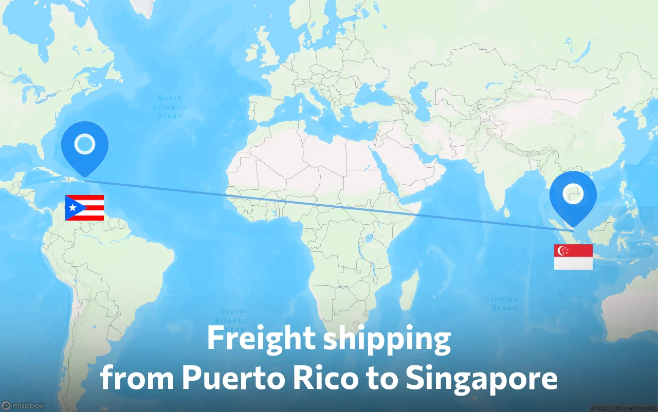Shipping route from Puerto Rico to Singapore