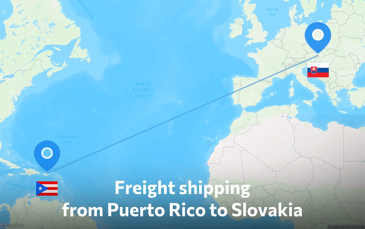 Shipping route from Puerto Rico to Slovakia