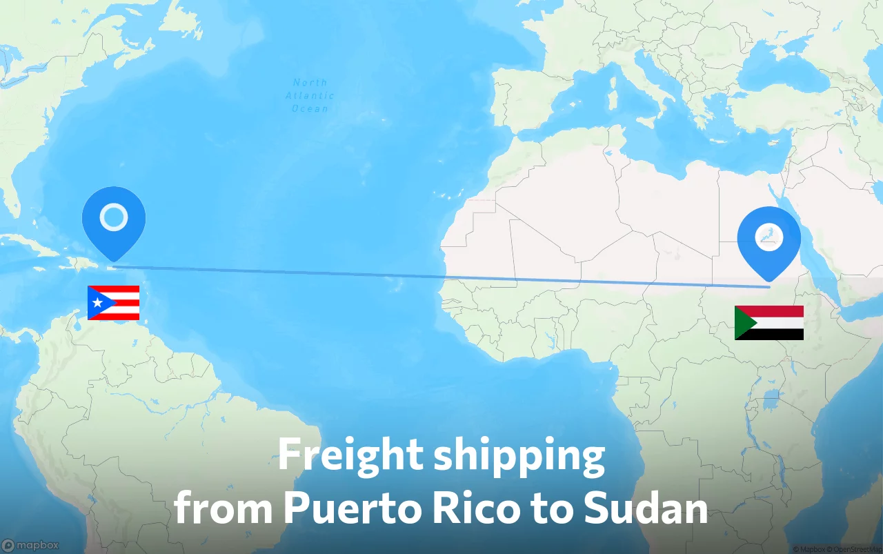 Shipping route from Puerto Rico to Sudan