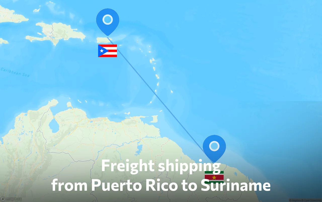 Shipping route from Puerto Rico to Suriname