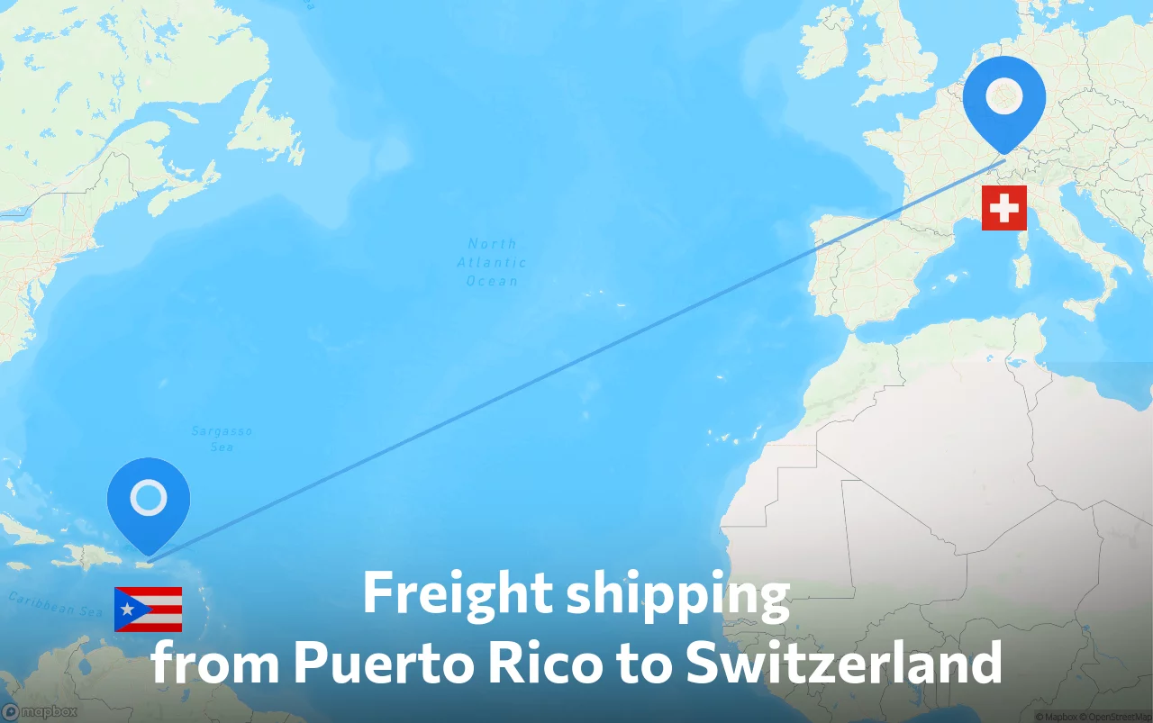 Shipping route from Puerto Rico to Switzerland