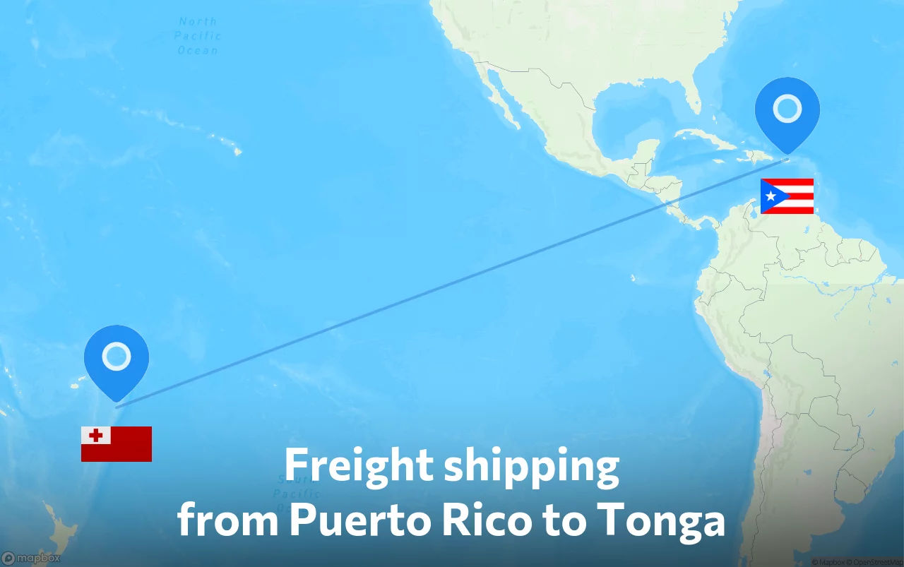 Shipping route from Puerto Rico to Tonga