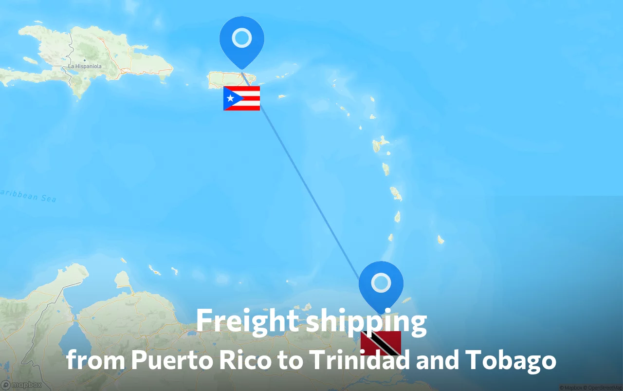 Shipping route from Puerto Rico to Trinidad and Tobago