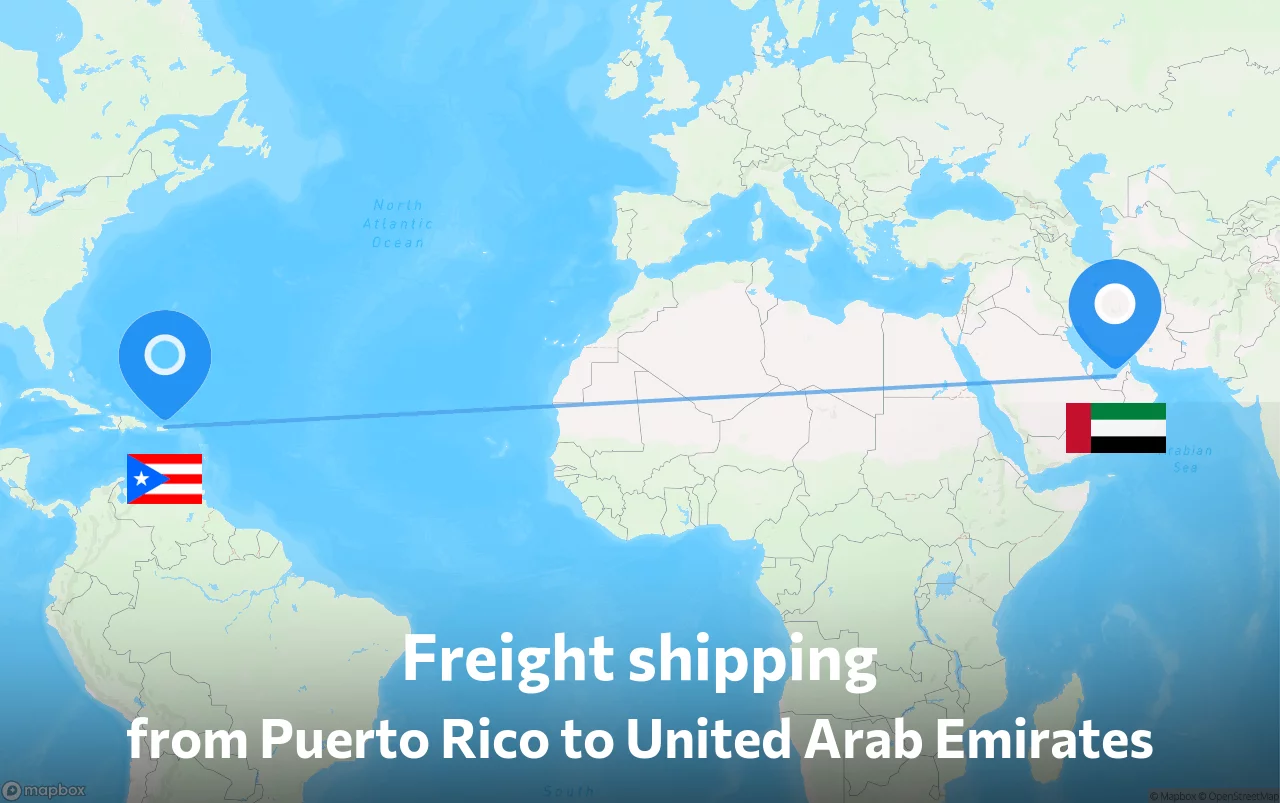 Shipping route from Puerto Rico to United Arab Emirates