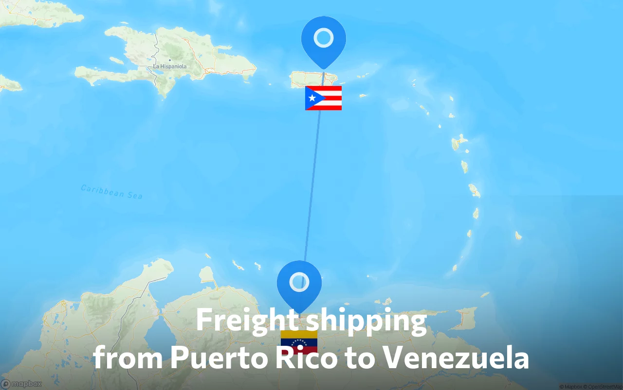 Shipping route from Puerto Rico to Venezuela