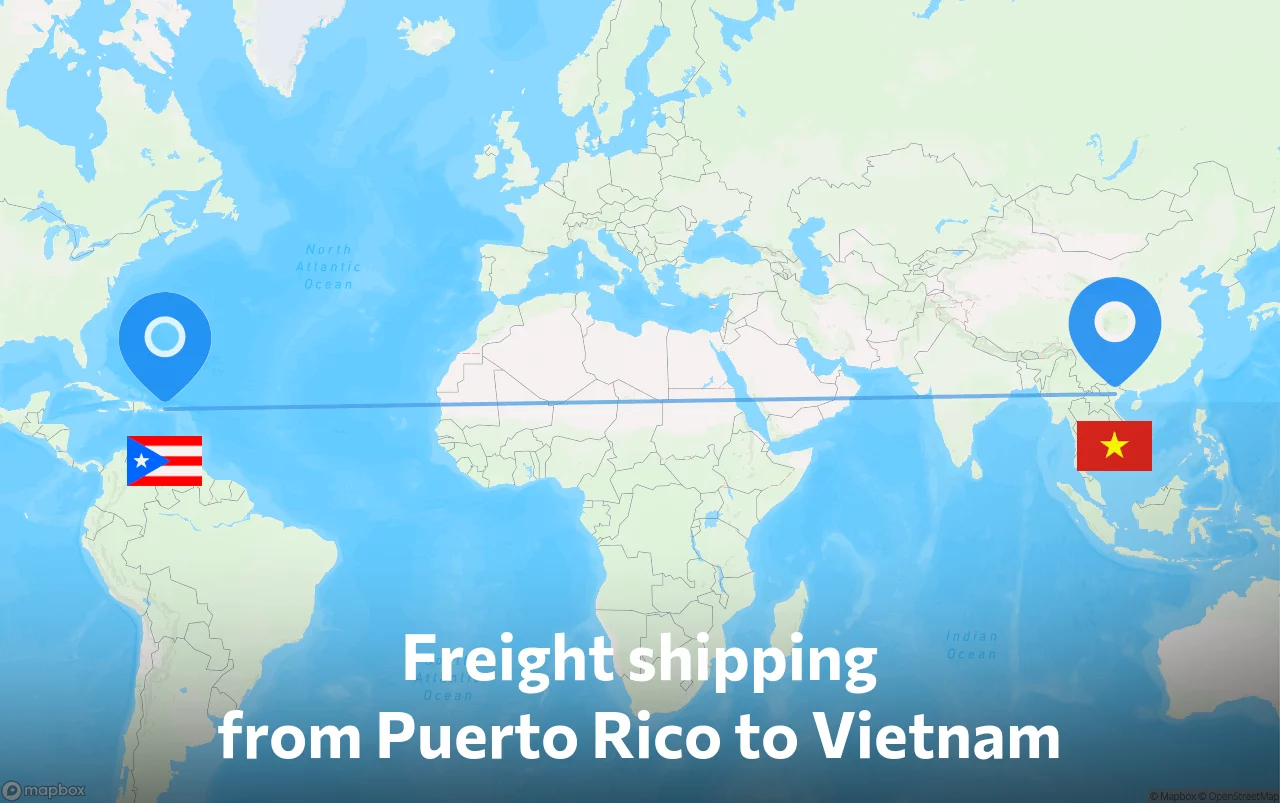 Shipping route from Puerto Rico to Vietnam