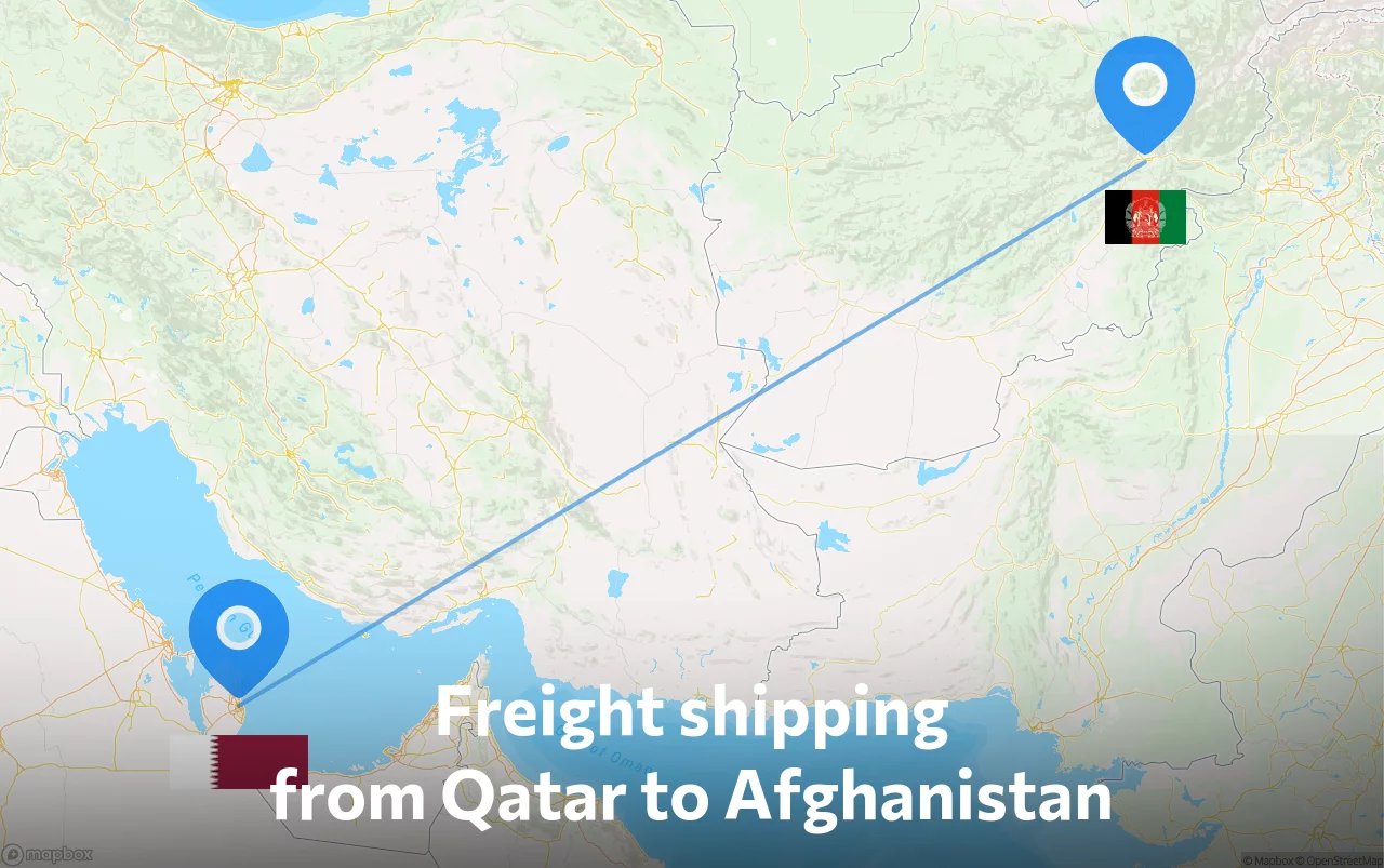 Shipping route from Qatar to Afghanistan