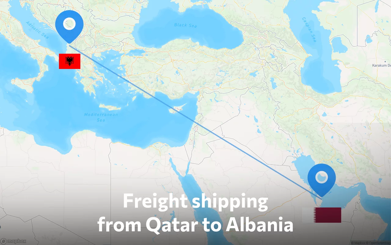Shipping route from Qatar to Albania